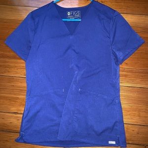 Royal blue figs scrub top